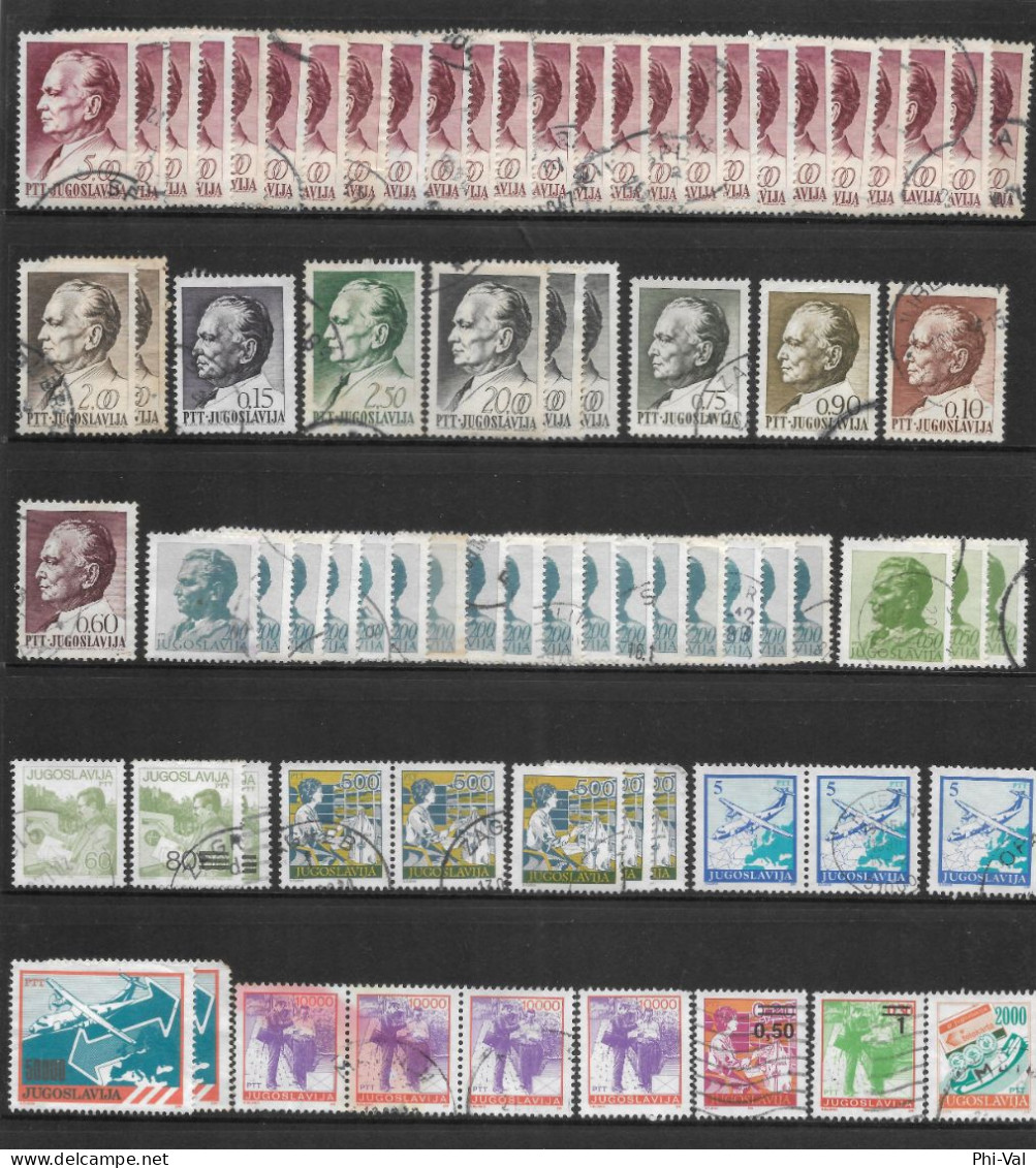 (LOT365) Yugoslavia, 130 Different Stamps And Many Duplicates. 60's To 80's. F NH - Oblitérés