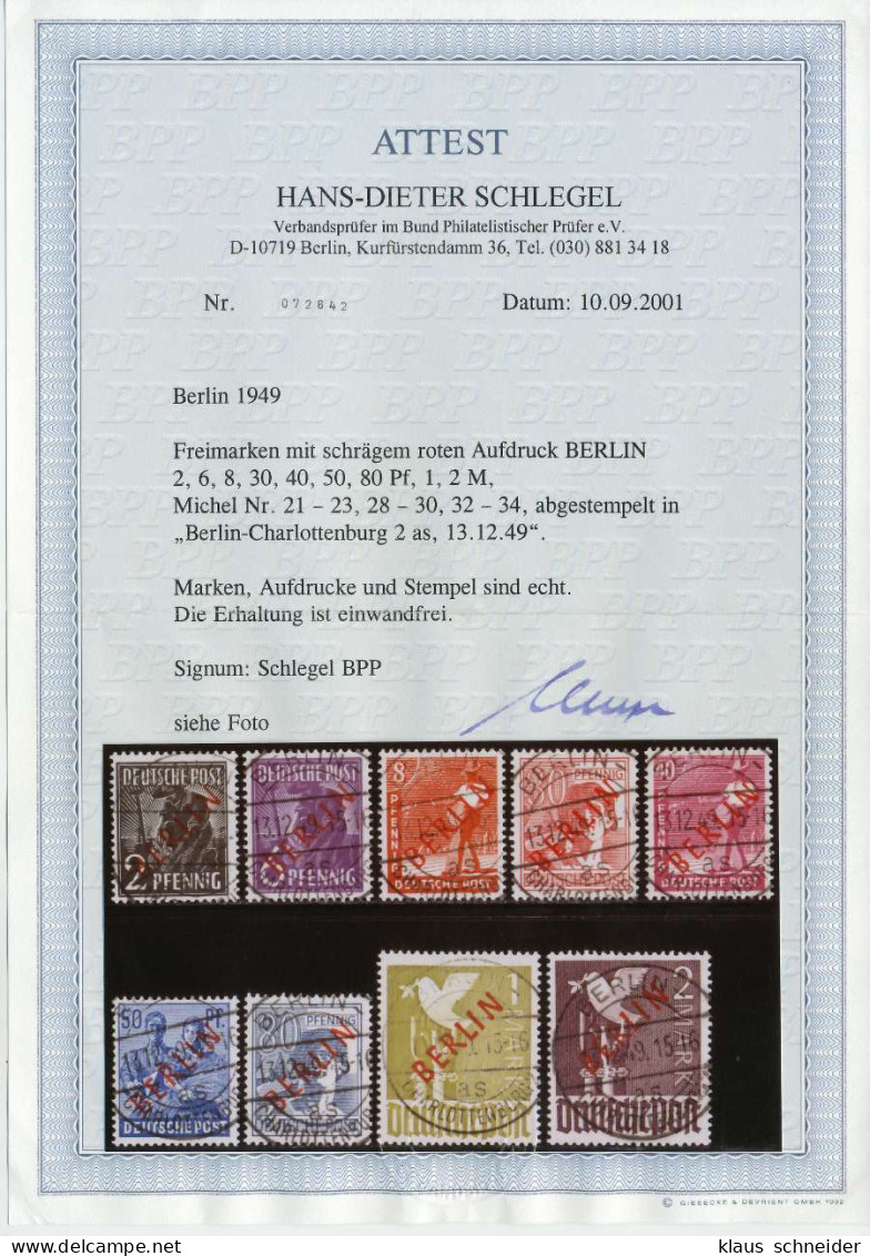 BERLIN 1949 Nr 21-34 Zentrisch Gestempelt ATTEST X642066 - Used Stamps
