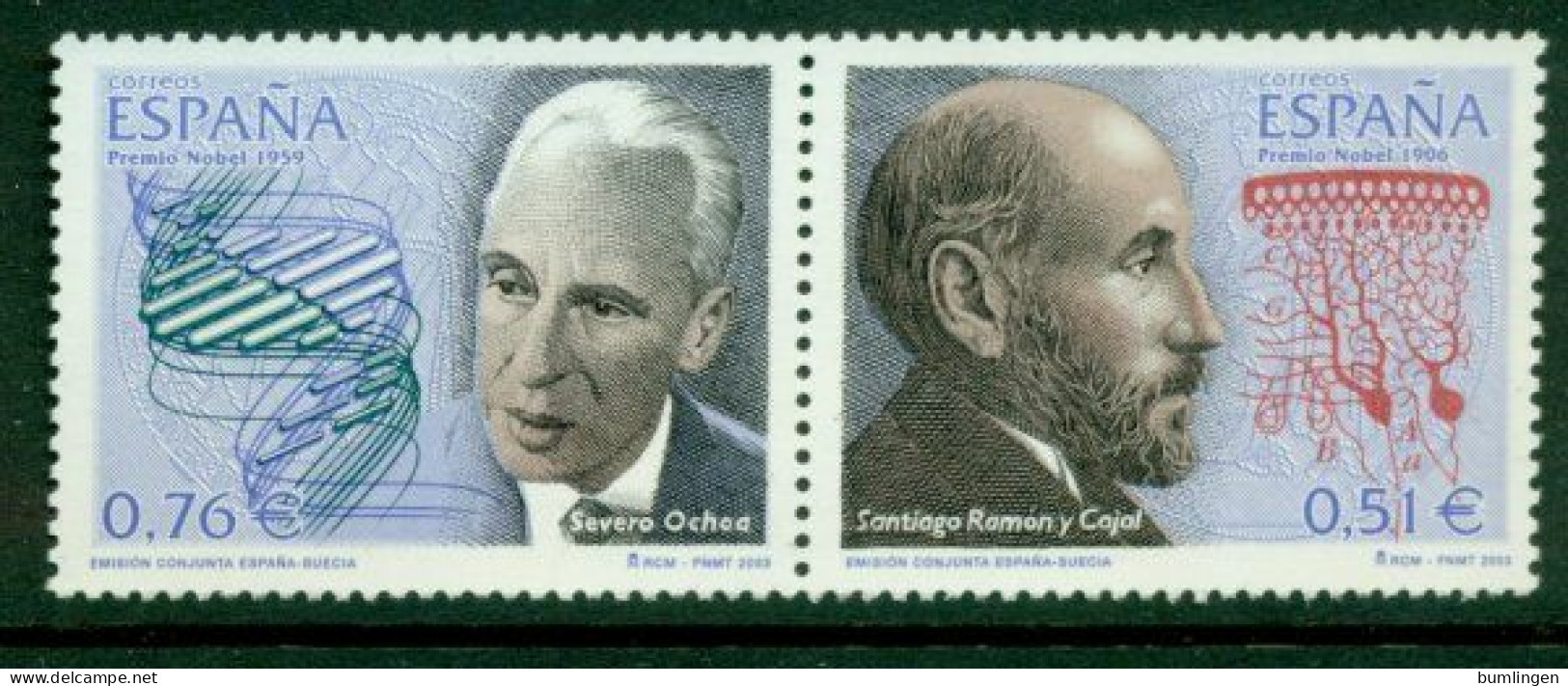 SPAIN 2003 Mi 3820-21 Pair** Medicin Nobel Prize Laurates [B666] - Nobelpreisträger