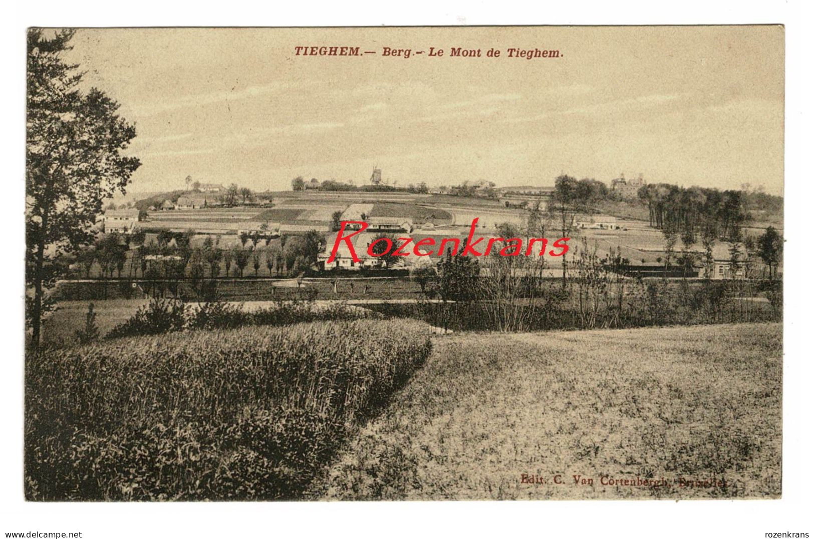 Tieghem Tiegem Berg Tiegemberg Le Mont De Tieghem Anzegem Met Oude (Verdwenen?) Houten Windmolen - Anzegem