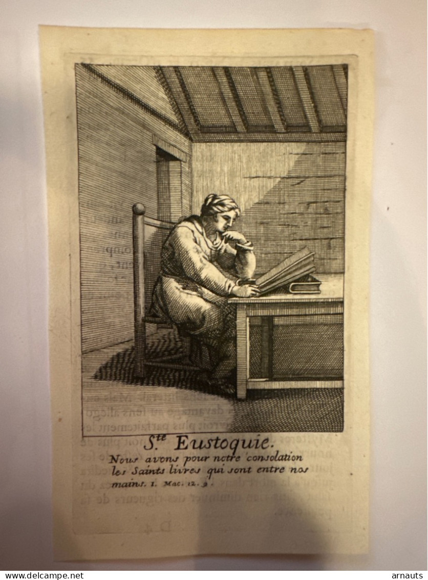 Kopergravure Sainte Eustoquie Eustochie Martyr Graveur Martyr Fete 28 Septembre Rome Bethleem Meres Du Désert - Collections