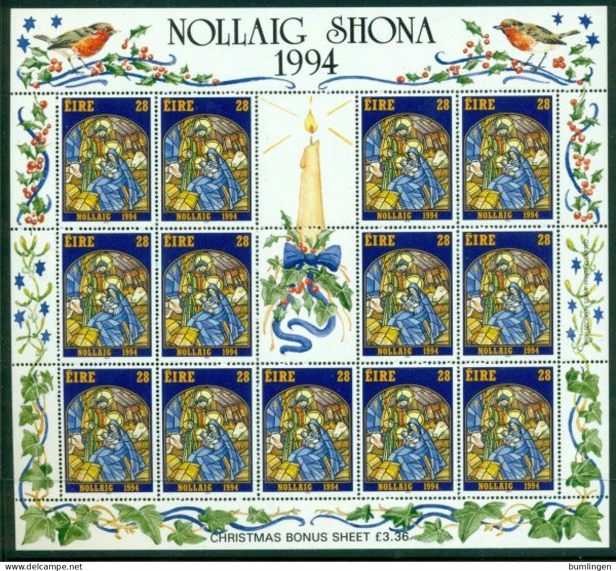 IRELAND 1994 Mi 878 Mini Sheet** Christmas [B674] - Noël