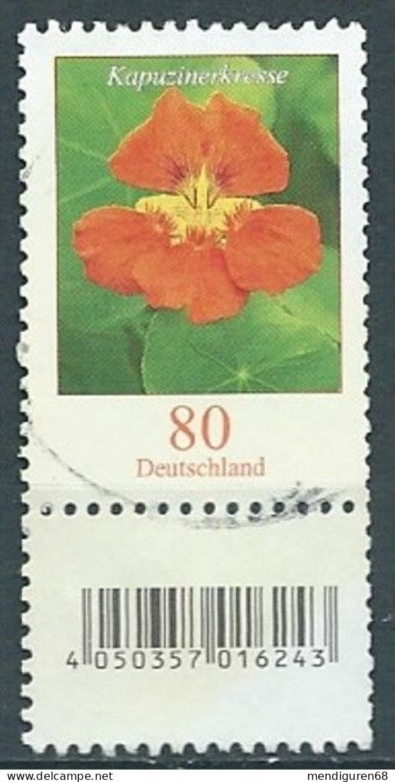 ALLEMAGNE ALEMANIA GERMANY DEUTSCHLAND BUND 2019 BLUMEN FLOWERS: NASTURTIUM USED MI 3469 YT 3247 SN 3104 SG Y3330a - Gebraucht