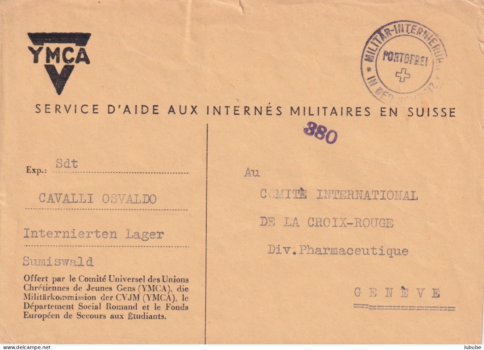 Internierten Brief  Sumiswald - Genève       Ca. 1940 - Covers & Documents