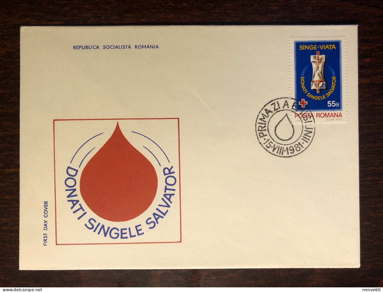 ROMANIA FDC COVER 1981 YEAR BLOOD DONATION DONORS HEALTH MEDICINE STAMPS - FDC