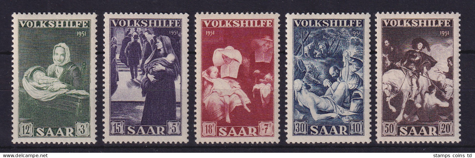 Saarland 1951 Volkshilfe  Mi.-Nr. 309-313 Postfrisch ** - Nuovi