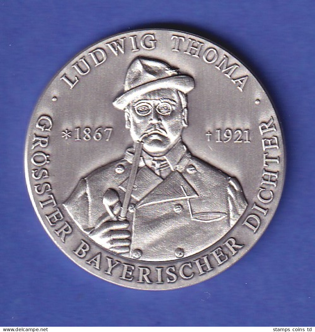 Schöne Silber-Medaille Ludwig Thoma - Größter Bayerischer Dichter - Non Classés