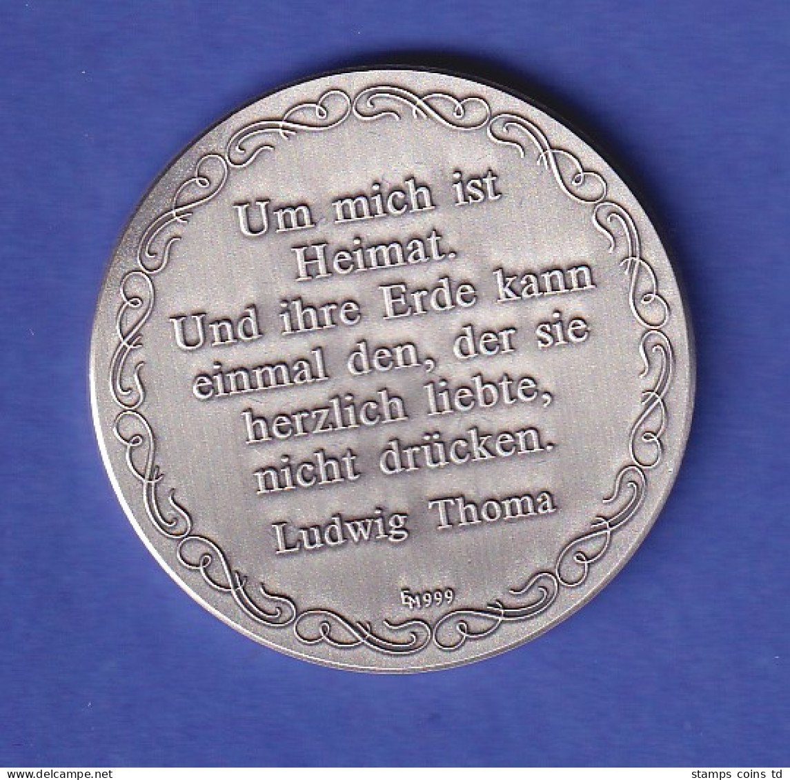 Schöne Silber-Medaille Ludwig Thoma - Größter Bayerischer Dichter - Non Classés