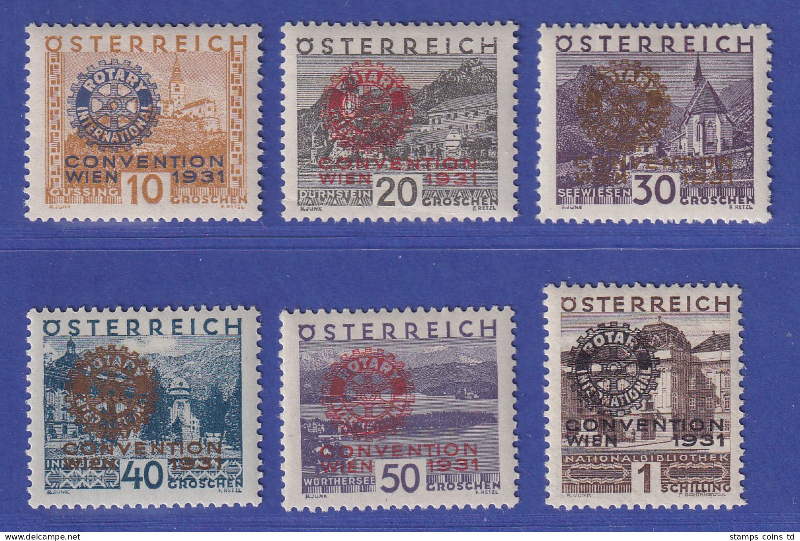 Österreich 1931 Rotary-Kongress Mi-Nr. 518-523 Ungebraucht * - Covers & Documents