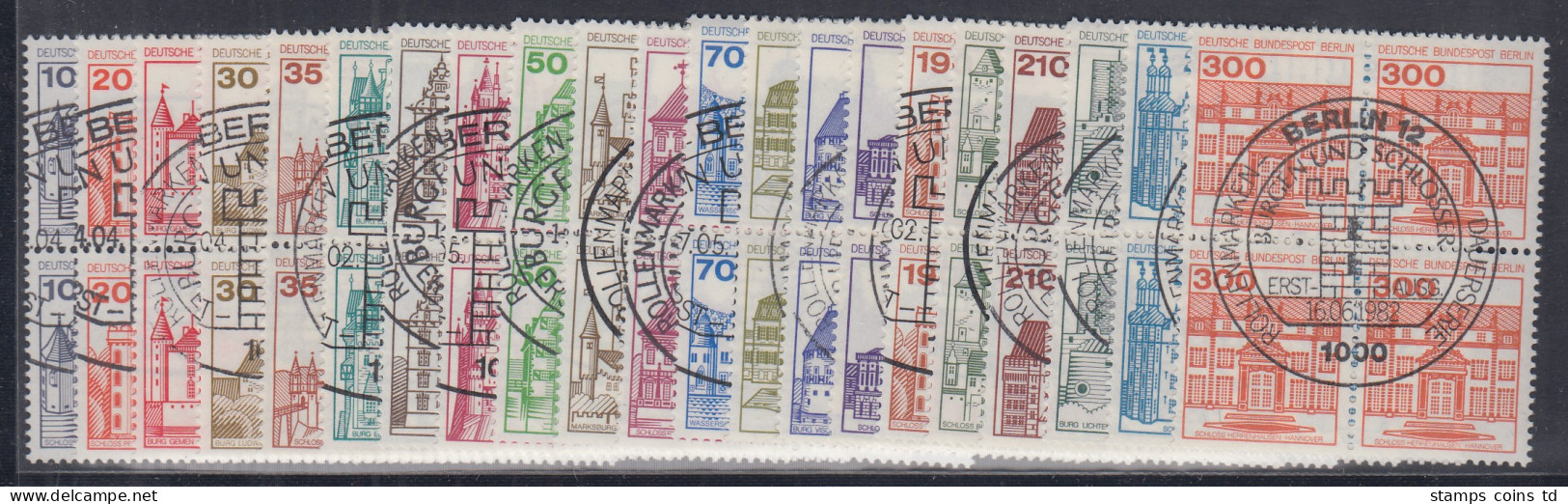 Berlin 1977-82 Dauerserie Burgen & Schlösser 4er-Block-Satz 21 Werte Kpl. ET-O - Used Stamps