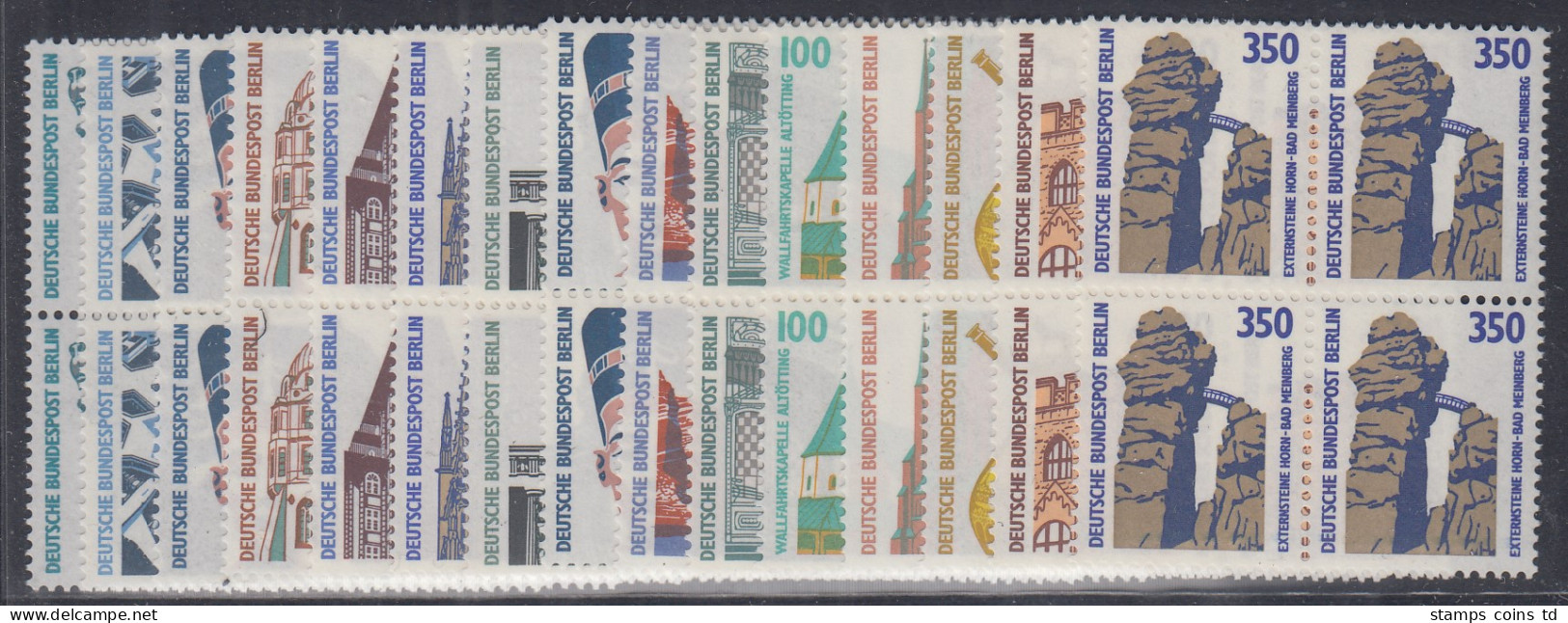 Berlin 1987-1990 Dauerserie SWK, 4er-Block-Satz 15 Werte Kpl. Postfrisch ** - Neufs