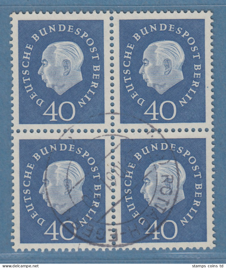 Berlin Heuss-Medaillon 40Pfg Mi.-Nr. 185 Viererblock O Geprüft SCHLEGEL BPP.  - Used Stamps