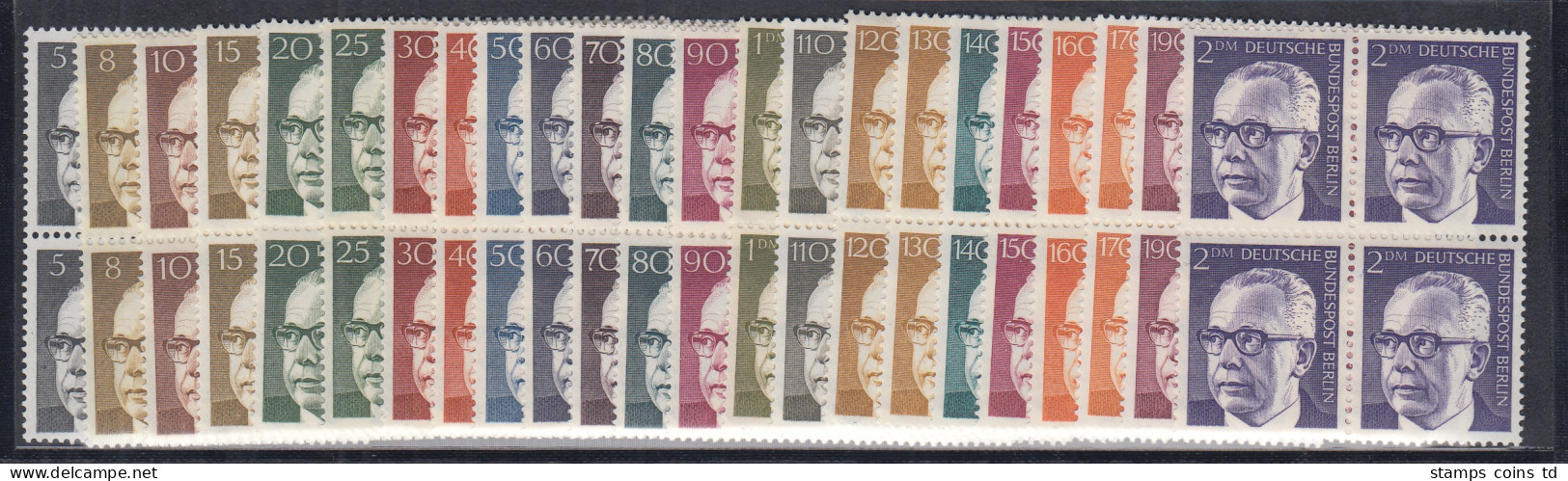 Berlin 1970-72  Dauerserie Heinemann 4er-Block-Satz 23 Werte Kpl. Postfrisch ** - Unused Stamps