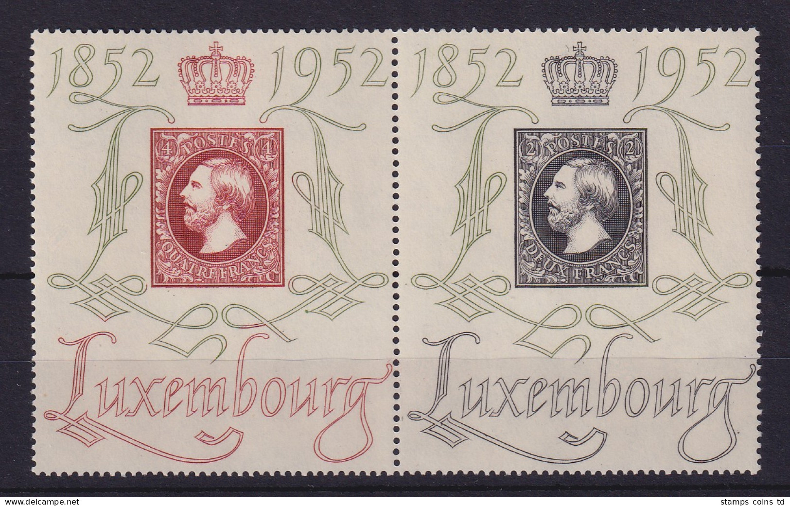 Luxemburg 1952 Philatelist. Ausstellung CENTILUX Mi-Nr. 488-489 Waag. Paar ** - Sonstige & Ohne Zuordnung