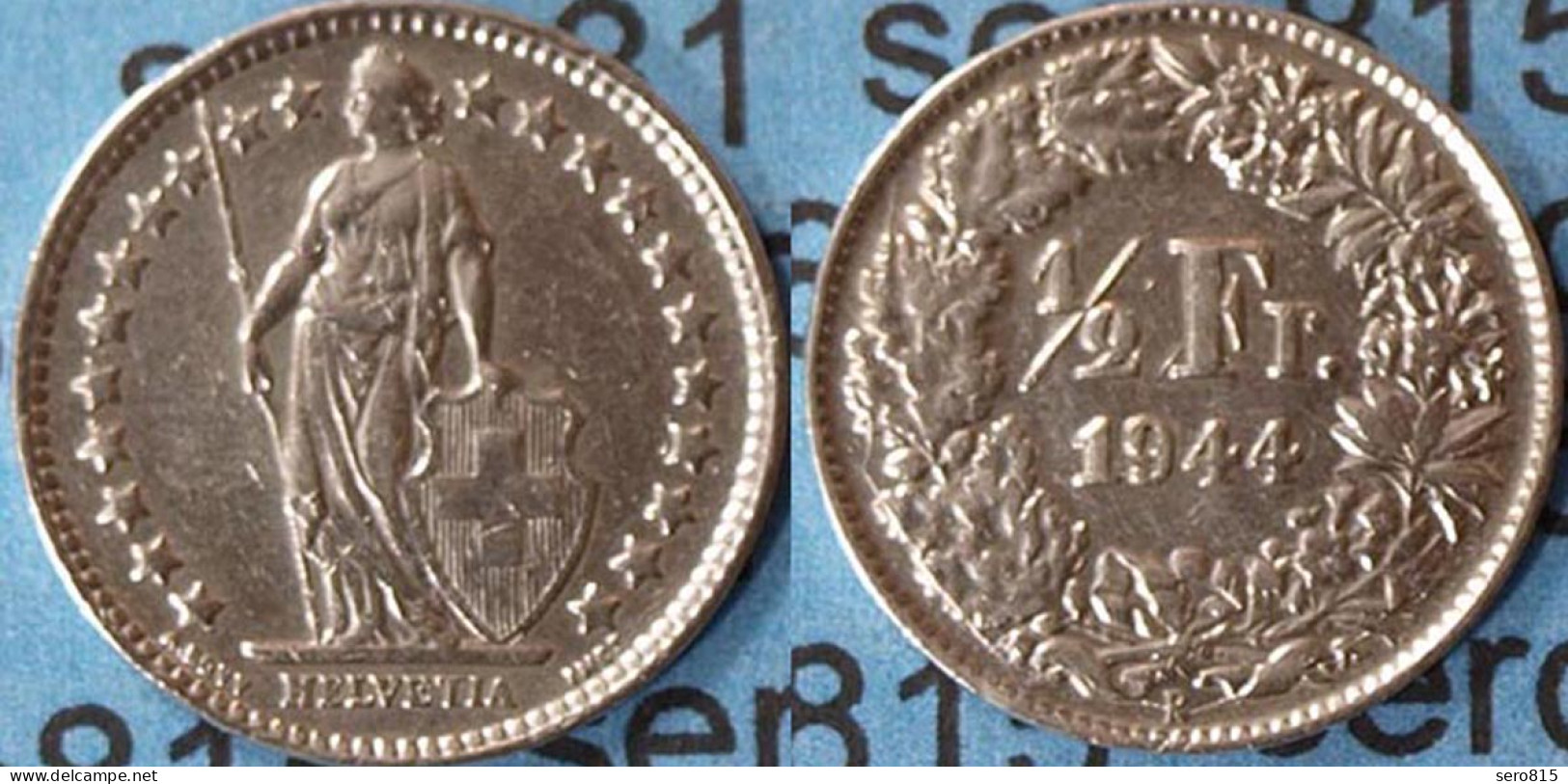 Schweiz - Switzerland 1/2 Franken 1944 SILVER Silber COIN (7012 - Autres & Non Classés