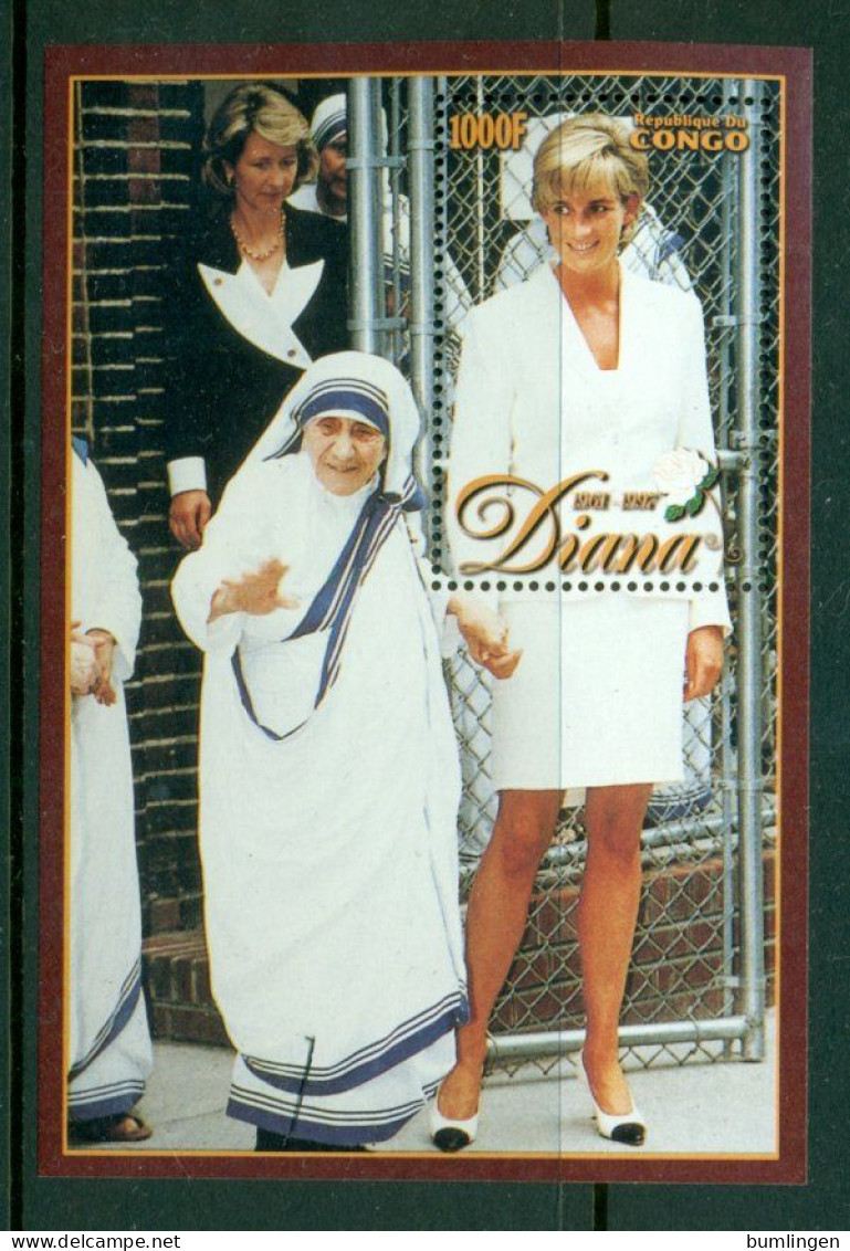 KONGO (Brazzaville) 1998 Mi BL 134** The Death Of Princess Diana [B684] - Koniklijke Families