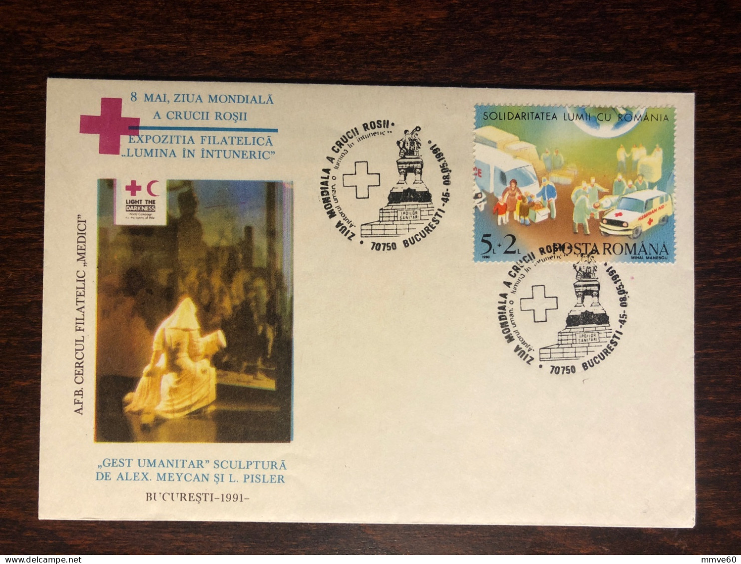 ROMANIA SPECIAL COVER AND CANCELLATION 1991 YEAR RED CROSS AMBULANCES HEALTH MEDICINE STAMPS - FDC