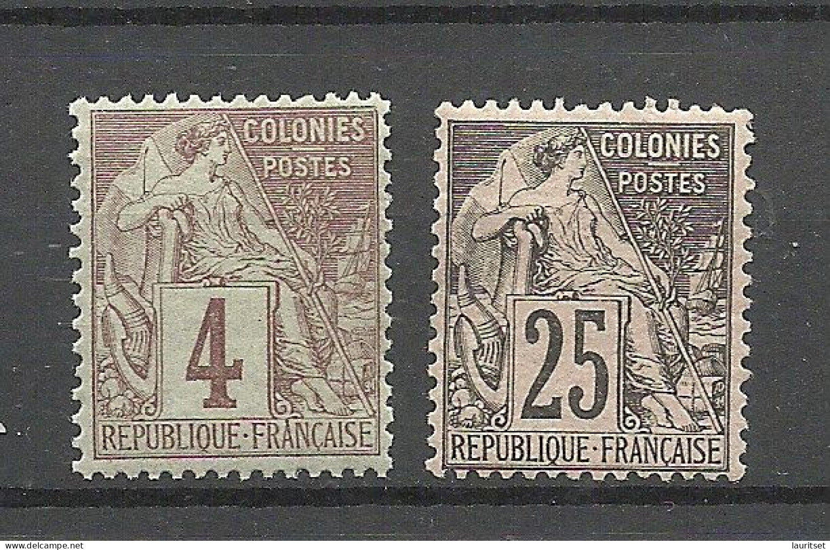 FRANCE Colonies 1881/1886 Michel 47 & 53 MNH Allegorie - Andere & Zonder Classificatie