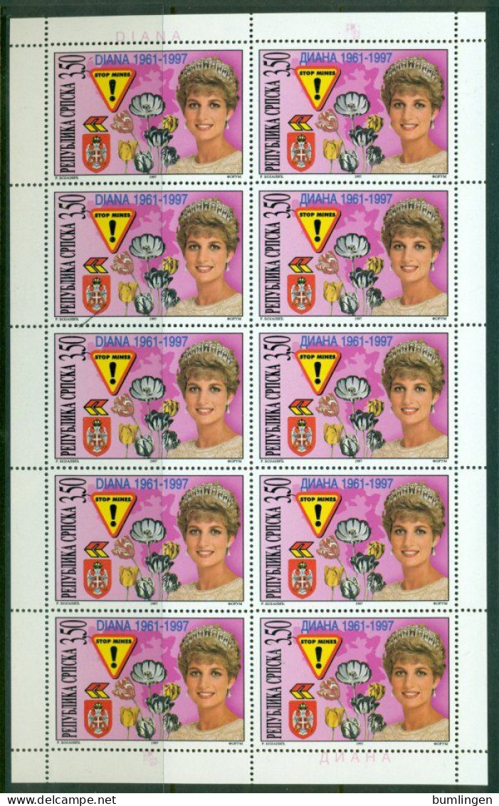 BOSNIA AND HERZEGOWINA (Serbian Republic) 1997 Mi 71-72 Mini Sheet** The Death Of Princess Diana [B691] - Royalties, Royals