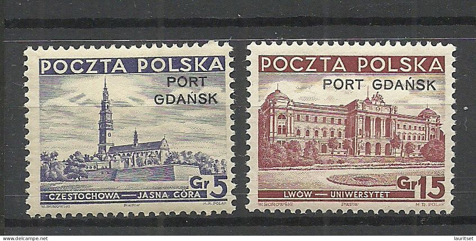 Port Gdansk Poland Danzig 1937 Michel 32 - 33 * - Port Gdansk