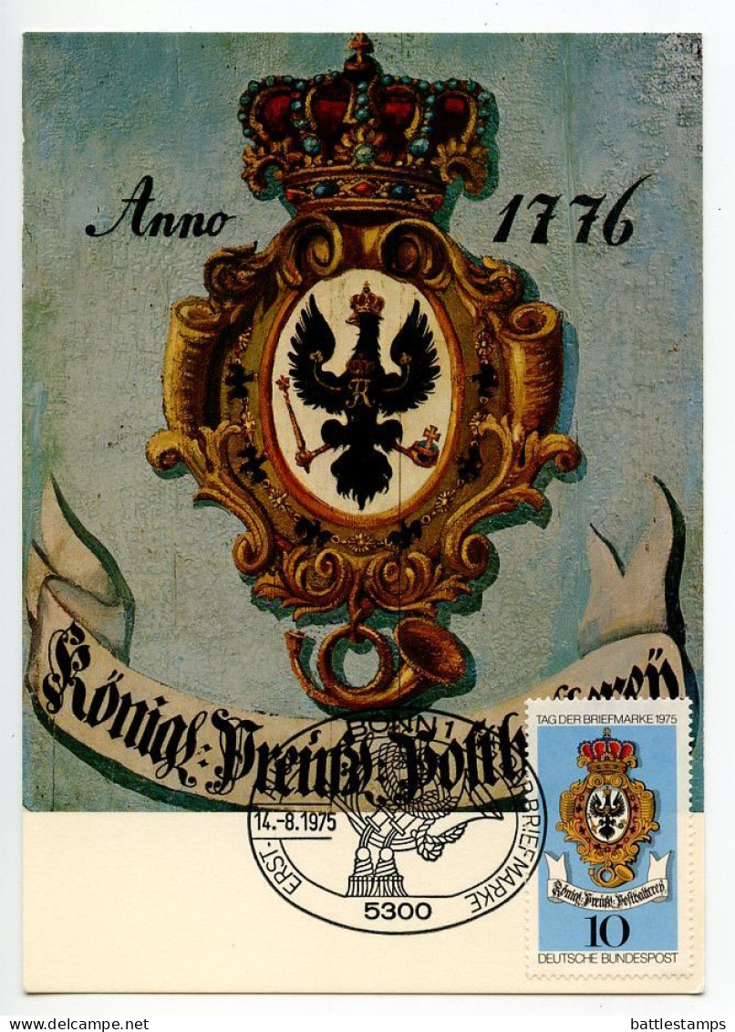 Germany, West 1975 FDC Maximum Card Scott 1202 Stamp Day - Sign Of Royal Prussian Post - 1961-1980