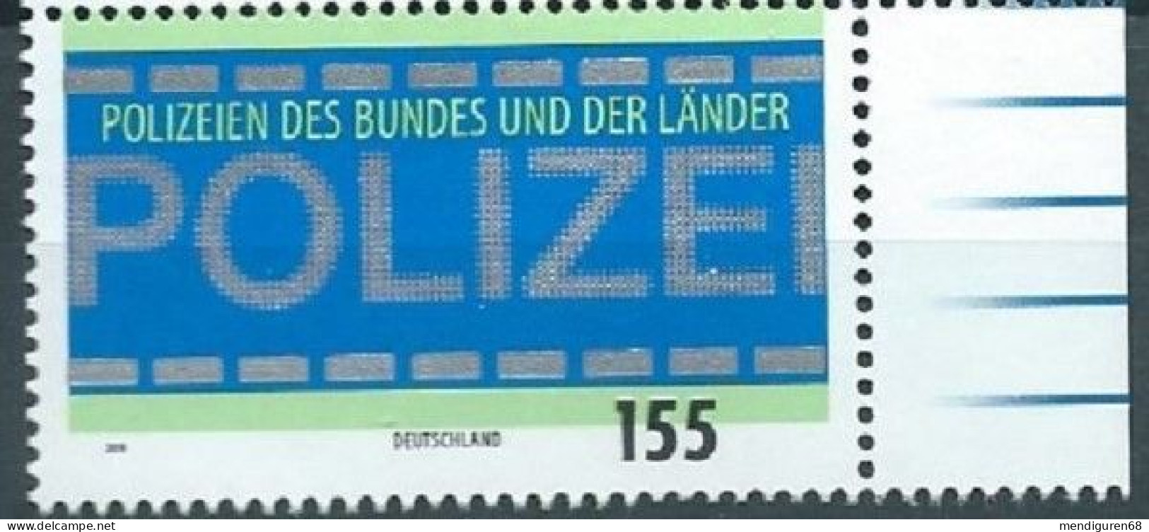 ALLEMAGNE ALEMANIA GERMANY DEUTSCHLAND BUND 2019 TRIBUTE TO FEDERAL AND STATE POLICE 155 MI 3480 YT 3261 SN 3120 SG 4266 - Unused Stamps