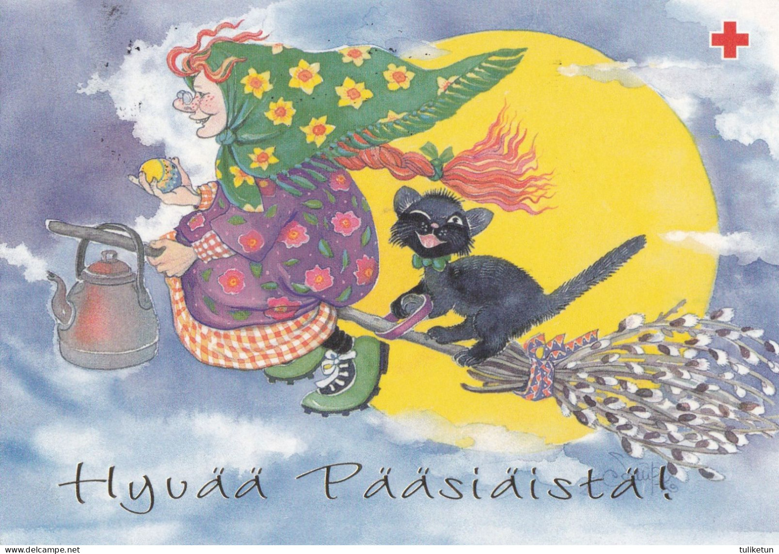 Postal Stationery - Bird - Chick - Easter Witch - Cat - Red Cross 1998 - Suomi Finland - Postage Paid - Postal Stationery
