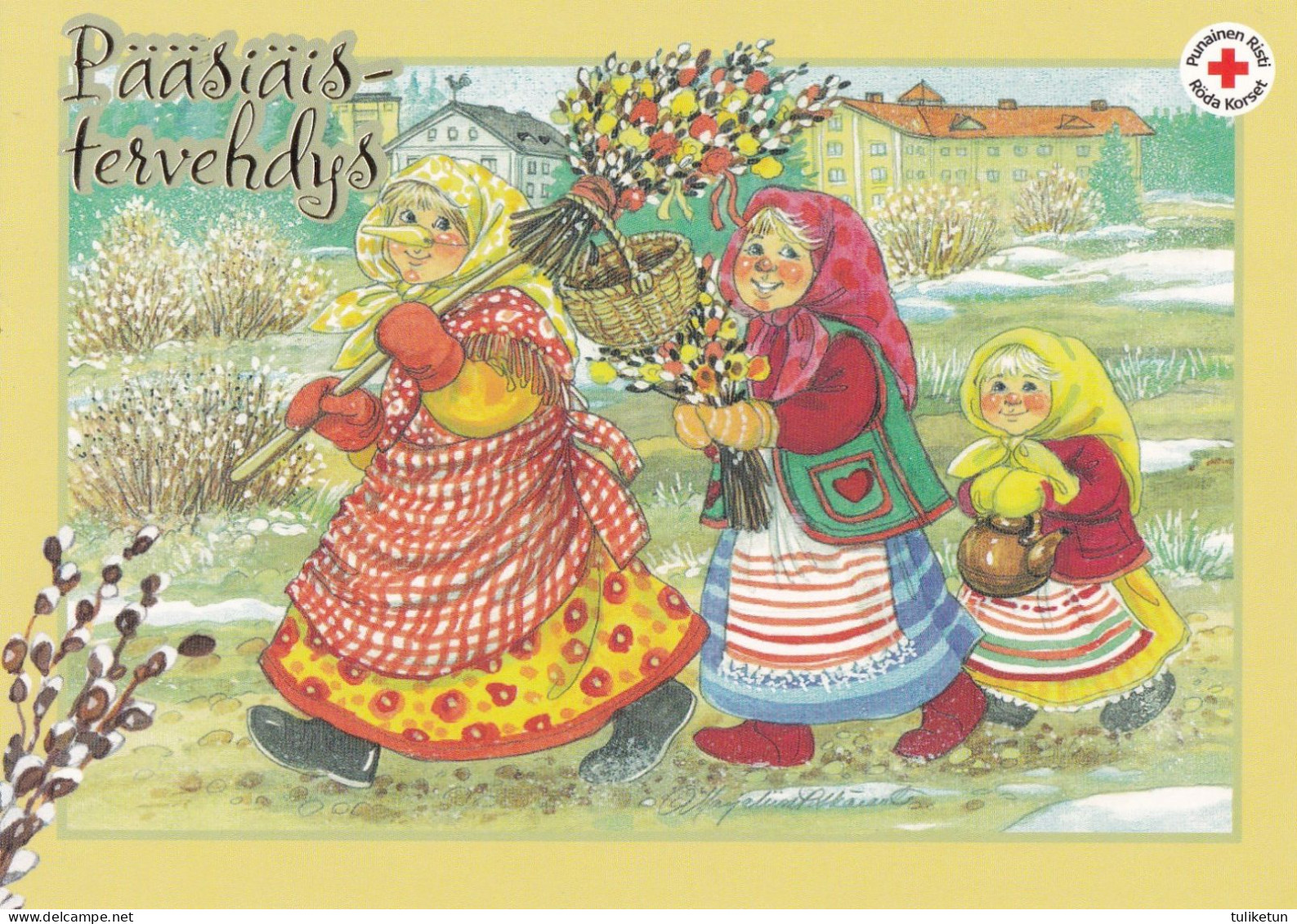 Postal Stationery - Flowers - Easter Witches - Trullis - Willows - Cat - Red Cross - Suomi Finland - Postage Paid - Entiers Postaux