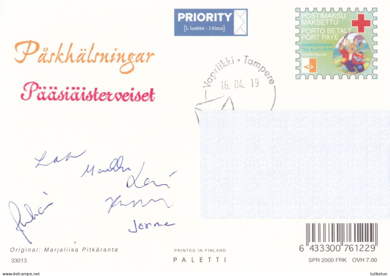 Postal Stationery - Willows - Easter Witch With Cat - Red Cross 2000 - Suomi Finland - Postage Paid - Entiers Postaux