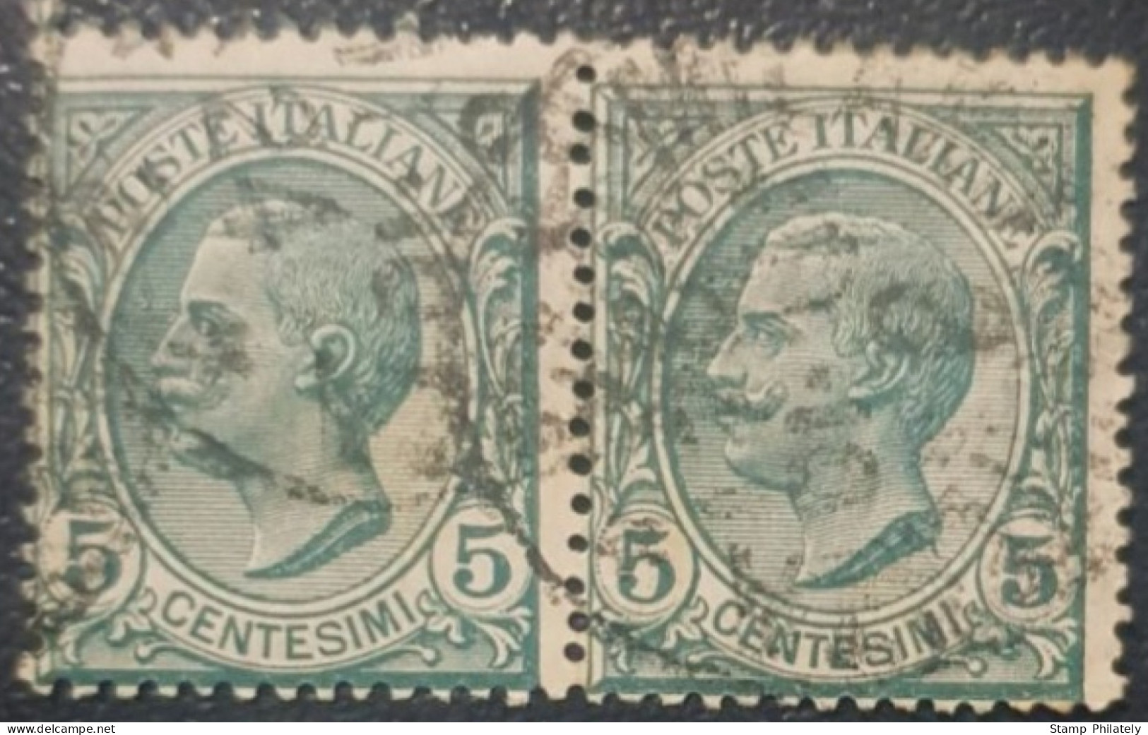Italy King Victor 5C Used Pair Stamps - Oblitérés