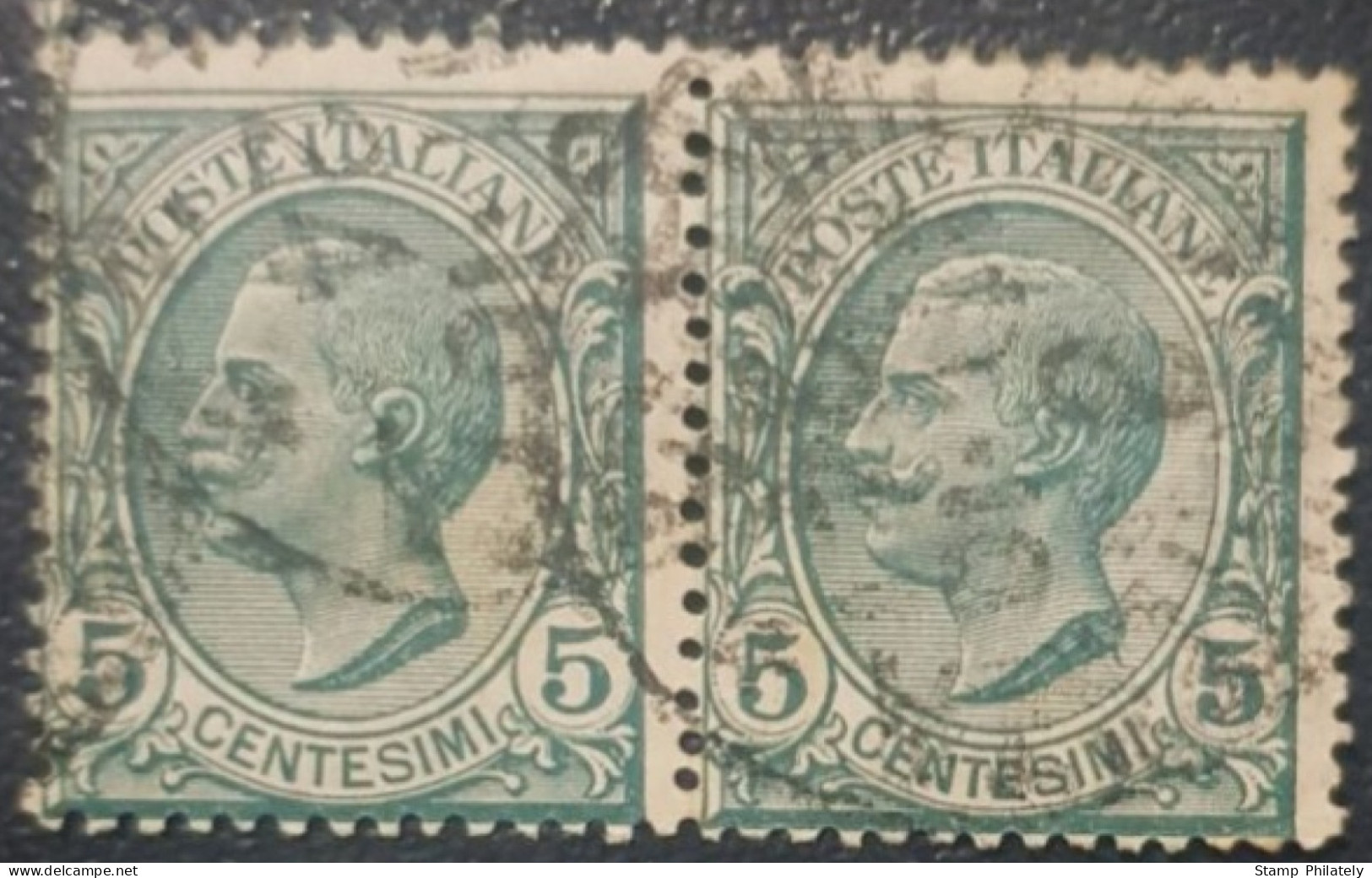 Italy King Victor 5C Used Pair Stamps - Gebraucht