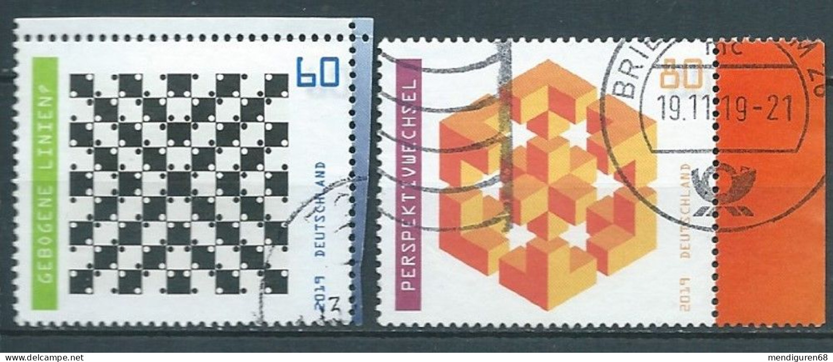 ALLEMAGNE ALEMANIA GERMANY DEUTSCHLAND BUND 2019 OPTISCHE TÄUSCHUNGEN SET 2V USED MI 3496-7 YT 3274-5 SN 3126-7 SG 4273- - Gebraucht