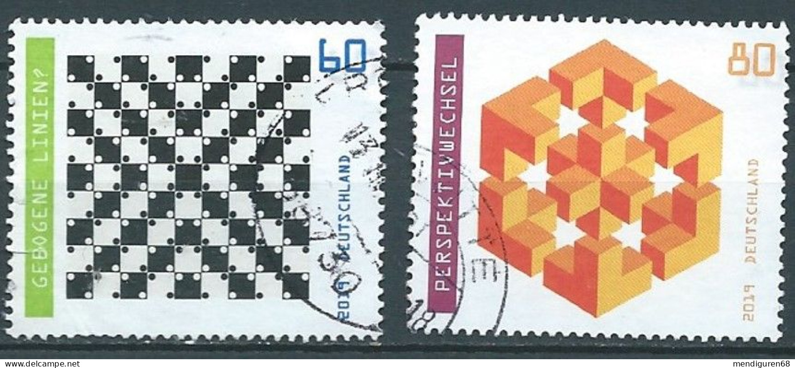 ALLEMAGNE ALEMANIA GERMANY DEUTSCHLAND BUND 2019 OPTISCHE TÄUSCHUNGEN SET 2V USED MI 3496-7 YT 3274-5 SN 3126-7 SG 4273- - Gebraucht