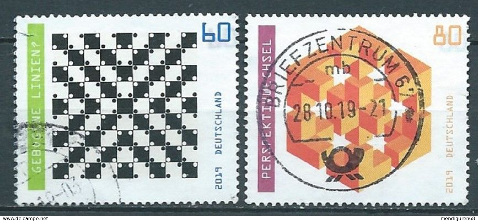 ALLEMAGNE ALEMANIA GERMANY DEUTSCHLAND BUND 2019 OPTISCHE TÄUSCHUNGEN SET 2V USED MI 3496-7 YT 3274-5 SN 3126-7 SG 4273- - Gebraucht