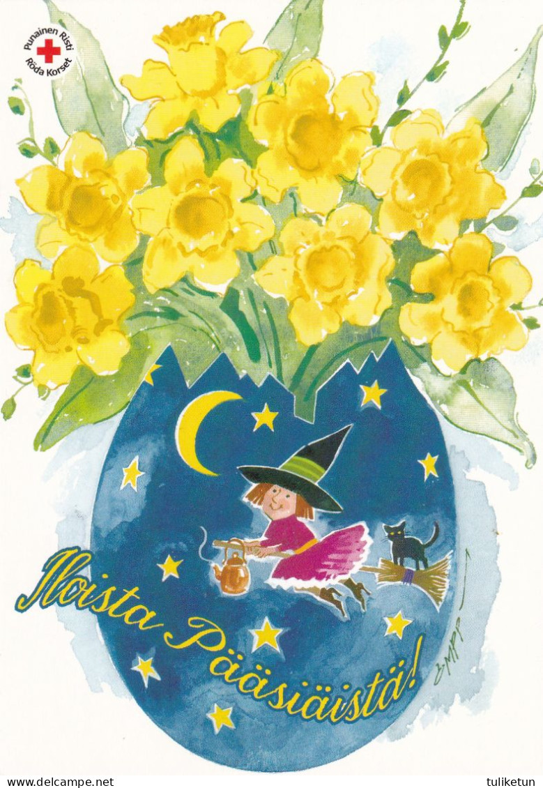 Postal Stationery - Easter Witch With Cat - Daffodils - Red Cross 2007 - Suomi Finland - Postage Paid - Postal Stationery