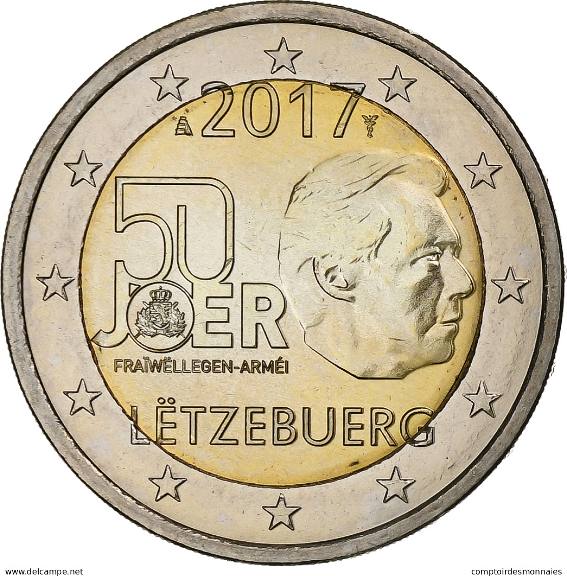 Luxembourg, 2 Euro, 50ème Anniversaire Du Service Militaire Volontaire, 2017 - Lussemburgo