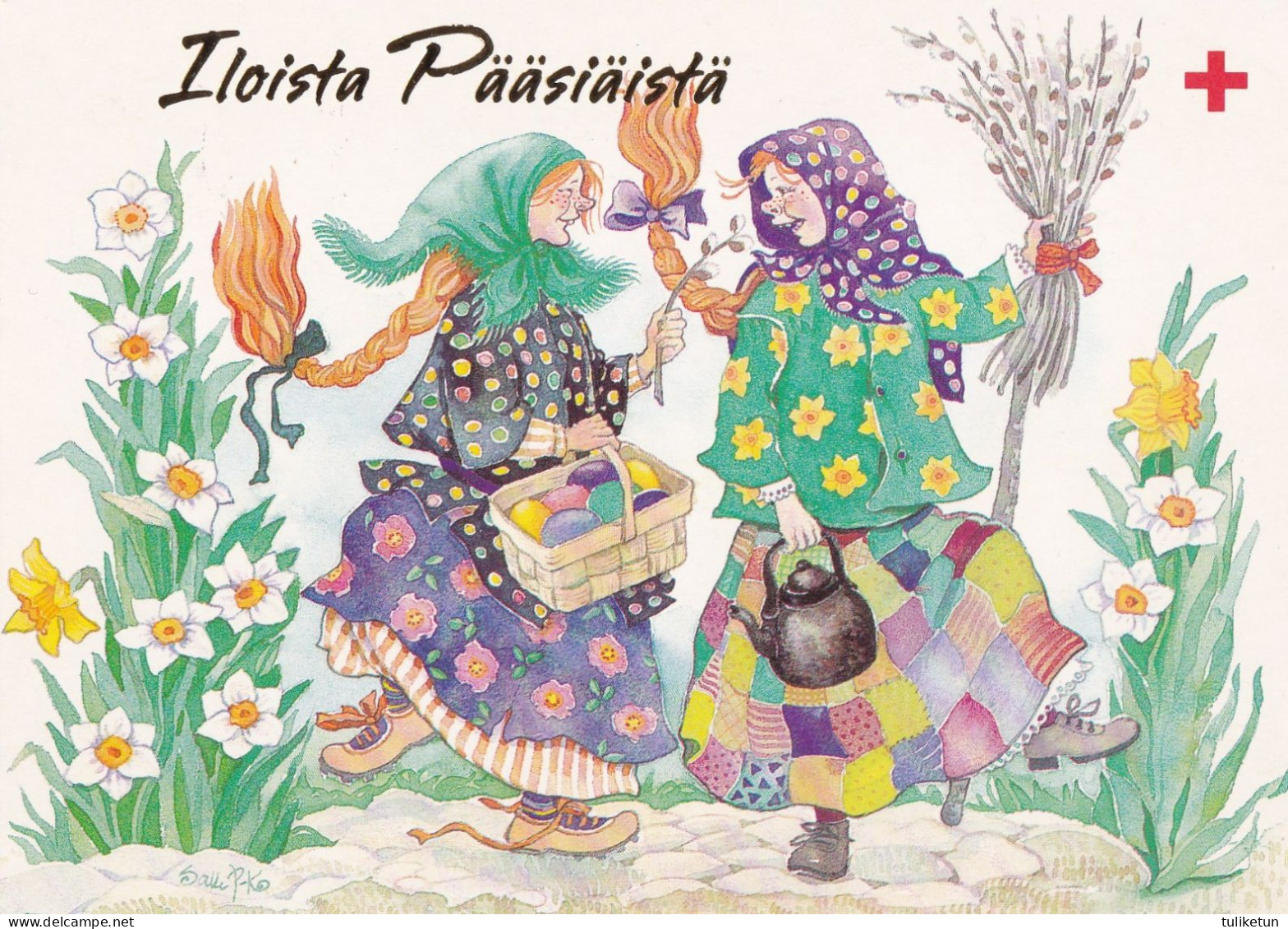 Postal Stationery - Flowers - Easter Witches Dancing - Red Cross 1994 - Suomi Finland - Postage Paid - RARE - Postal Stationery