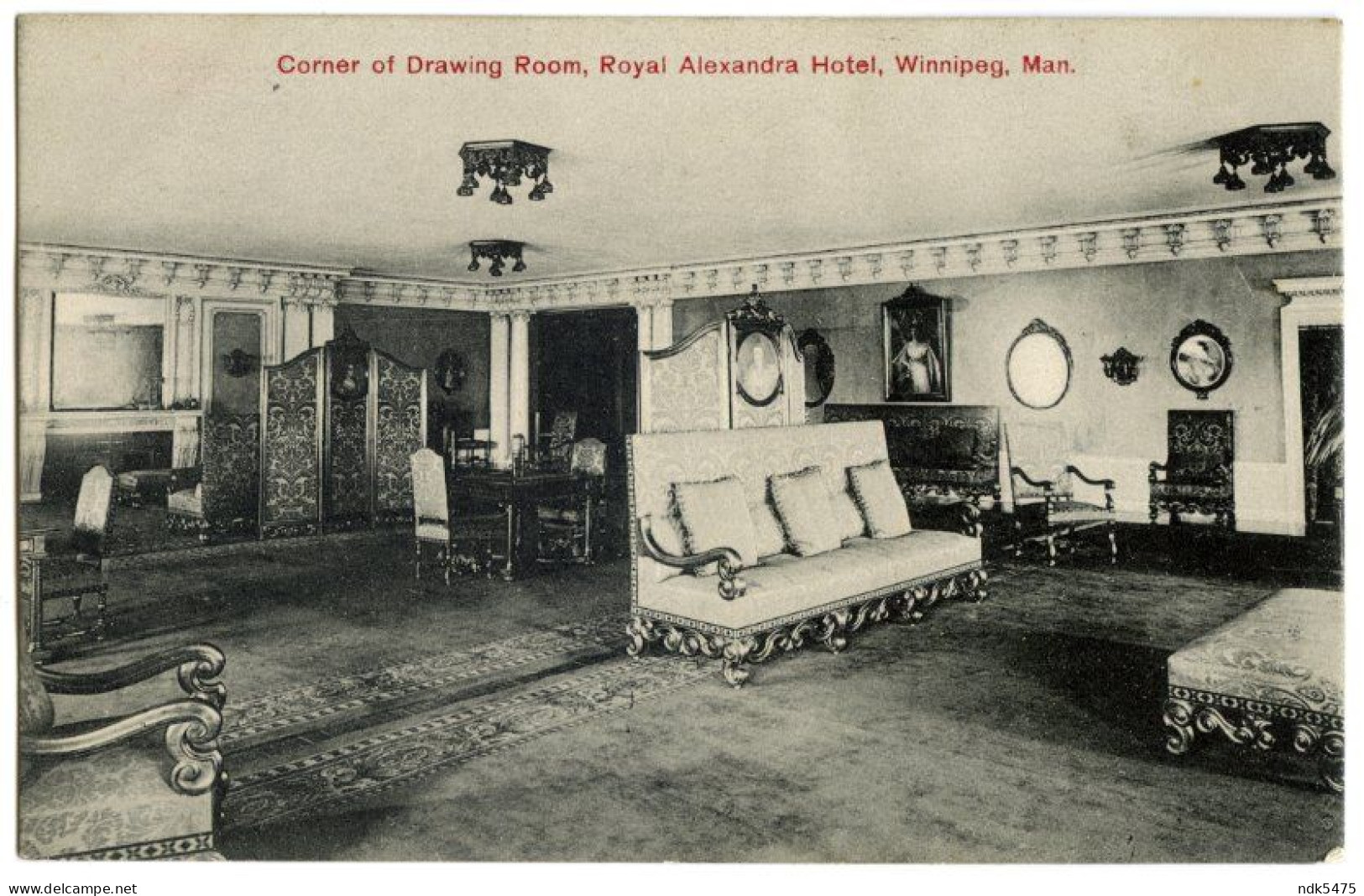 CANADA : WINNIPEG, ROYAL ALEXANDRA HOTEL, CORNER OF DRAWING ROOM - Winnipeg