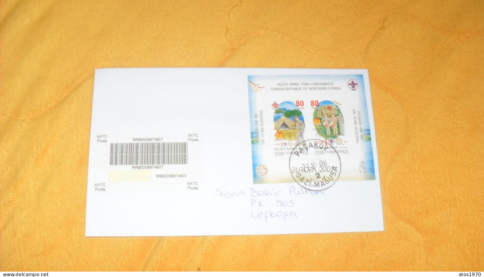 ENVELOPPE DE 2008../ CACHET PASAKOY GAZI-MAGUSA TURQUIE POUR LEFKOSA..+ TIMBRE BLOC TURKISH REPUBLIC OF NORTHERN CYPRUS - Briefe U. Dokumente