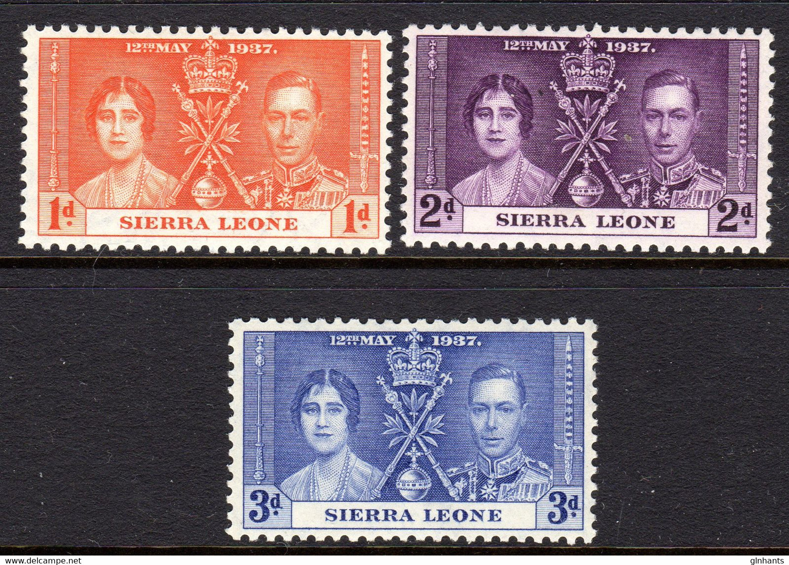 SIERRA LEONE - 1937 CORONATION SET (3V) FINE MNH ** SG 185-187 - Sierra Leona (...-1960)