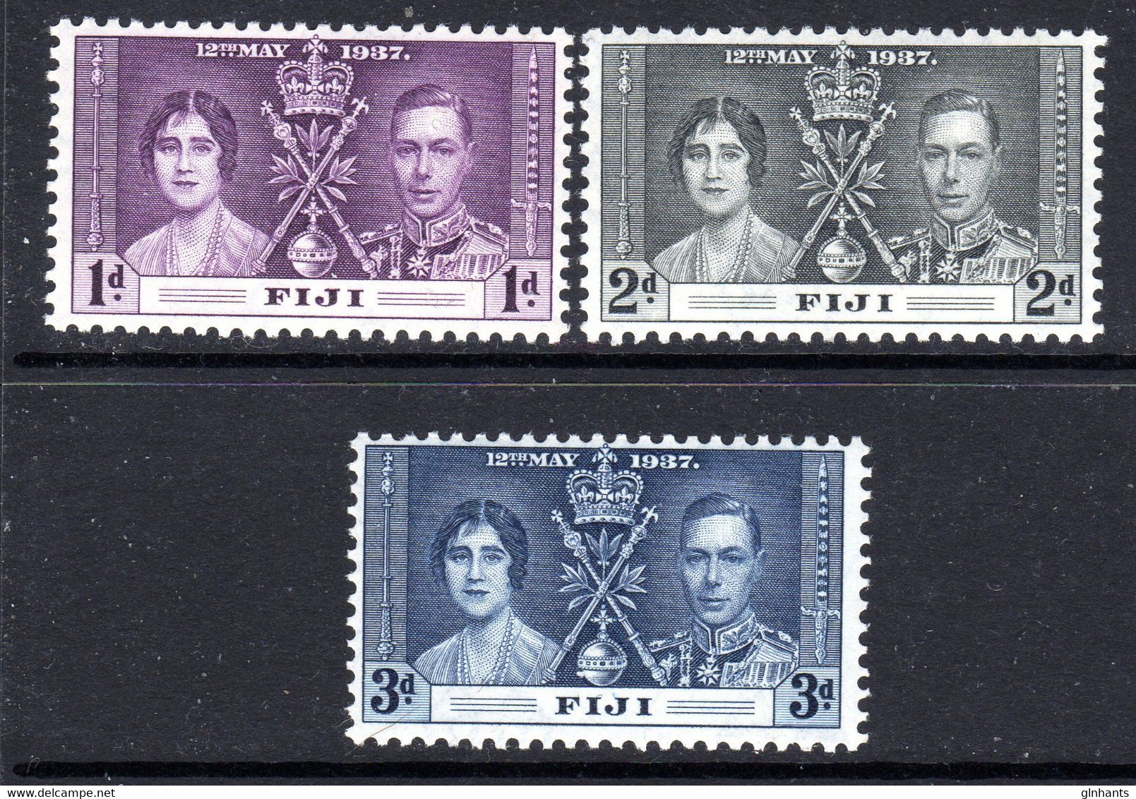 FIJI - 1937 CORONATION SET (3V) FINE MNH ** SG 246-248 - Fiji (...-1970)