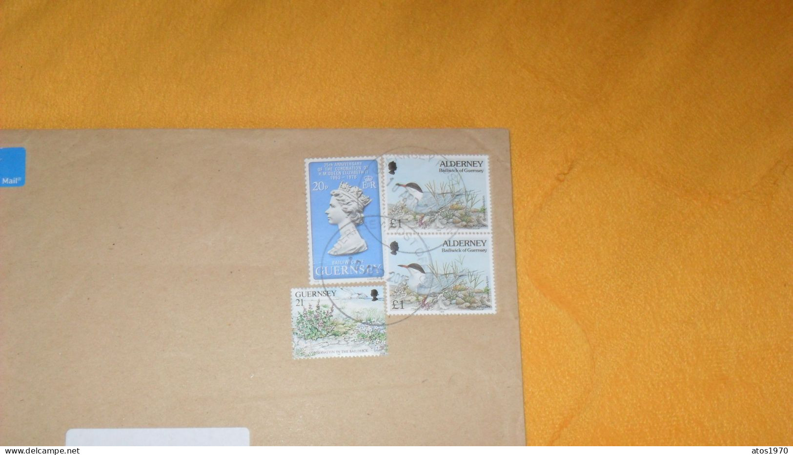 ENVELOPPE DE 2015../ CACHETS GUERNSEY POST OFFICE POUR HEERLEN NETHERLANDS + TIMBRES X4 - Alderney