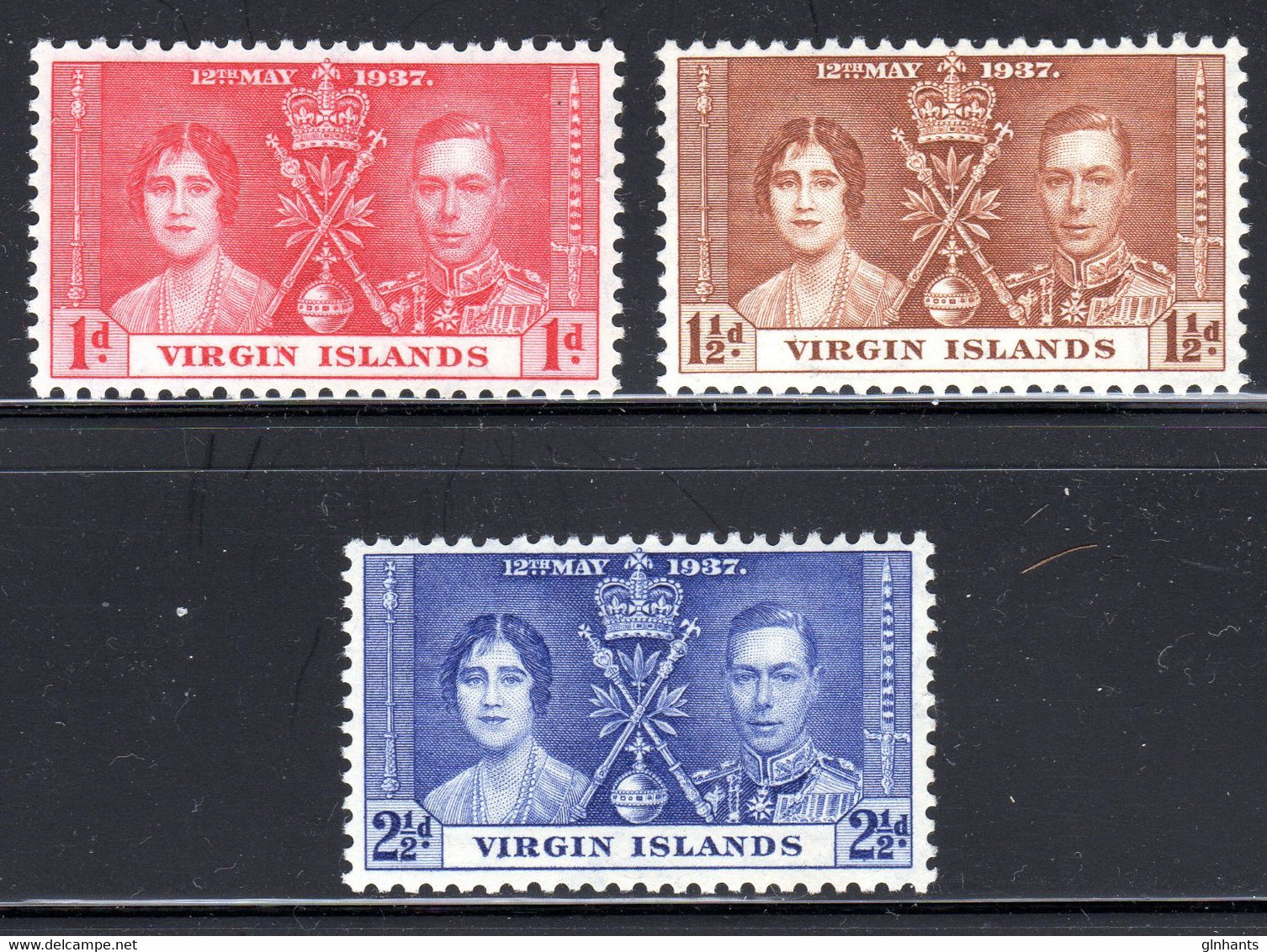 VIRGIN ISLANDS - 1937 CORONATION SET (3V) FINE MNH ** SG 107-109 - British Virgin Islands