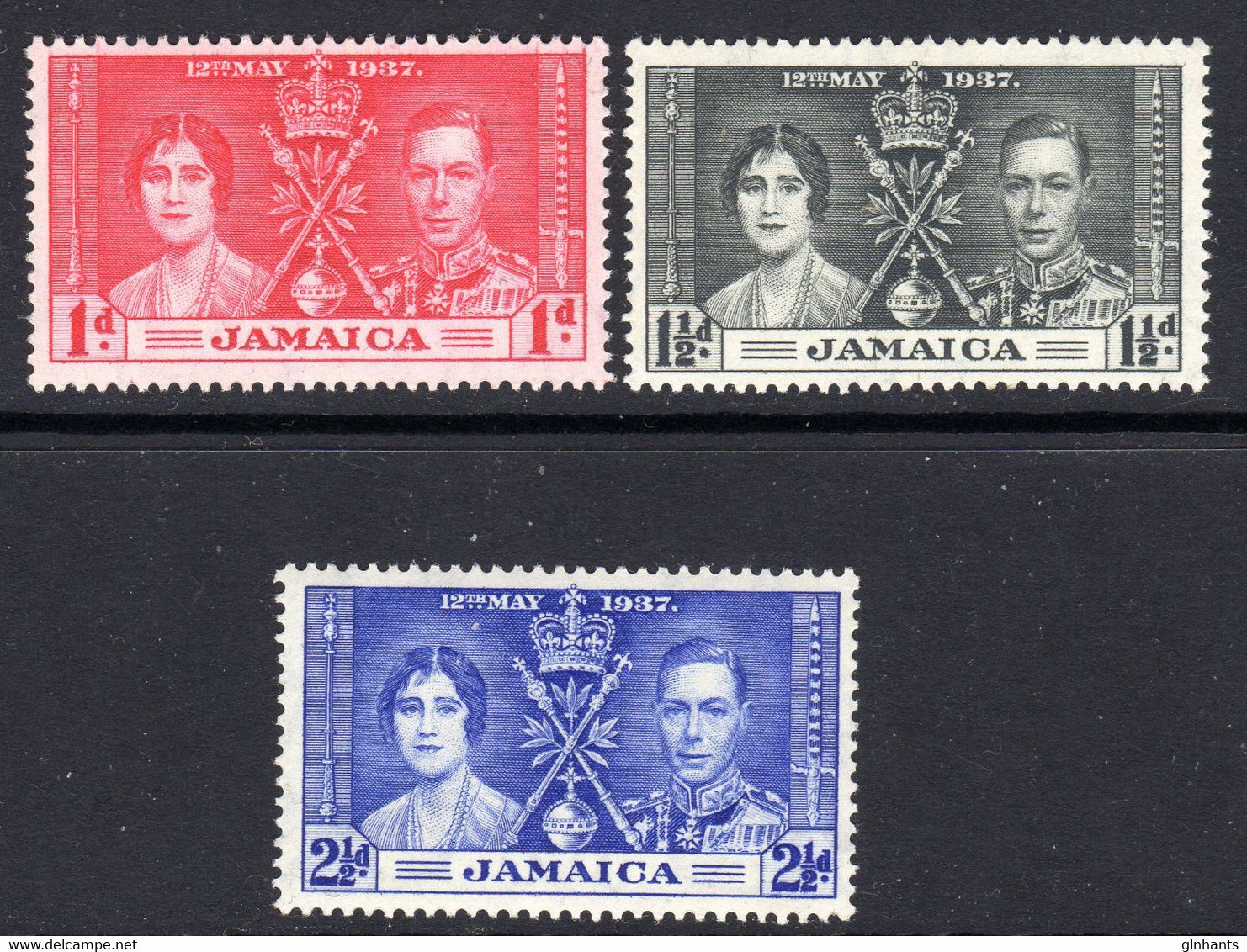 JAMAICA - 1937 CORONATION SET (3V) FINE MNH ** SG 118-120 - Jamaica (...-1961)