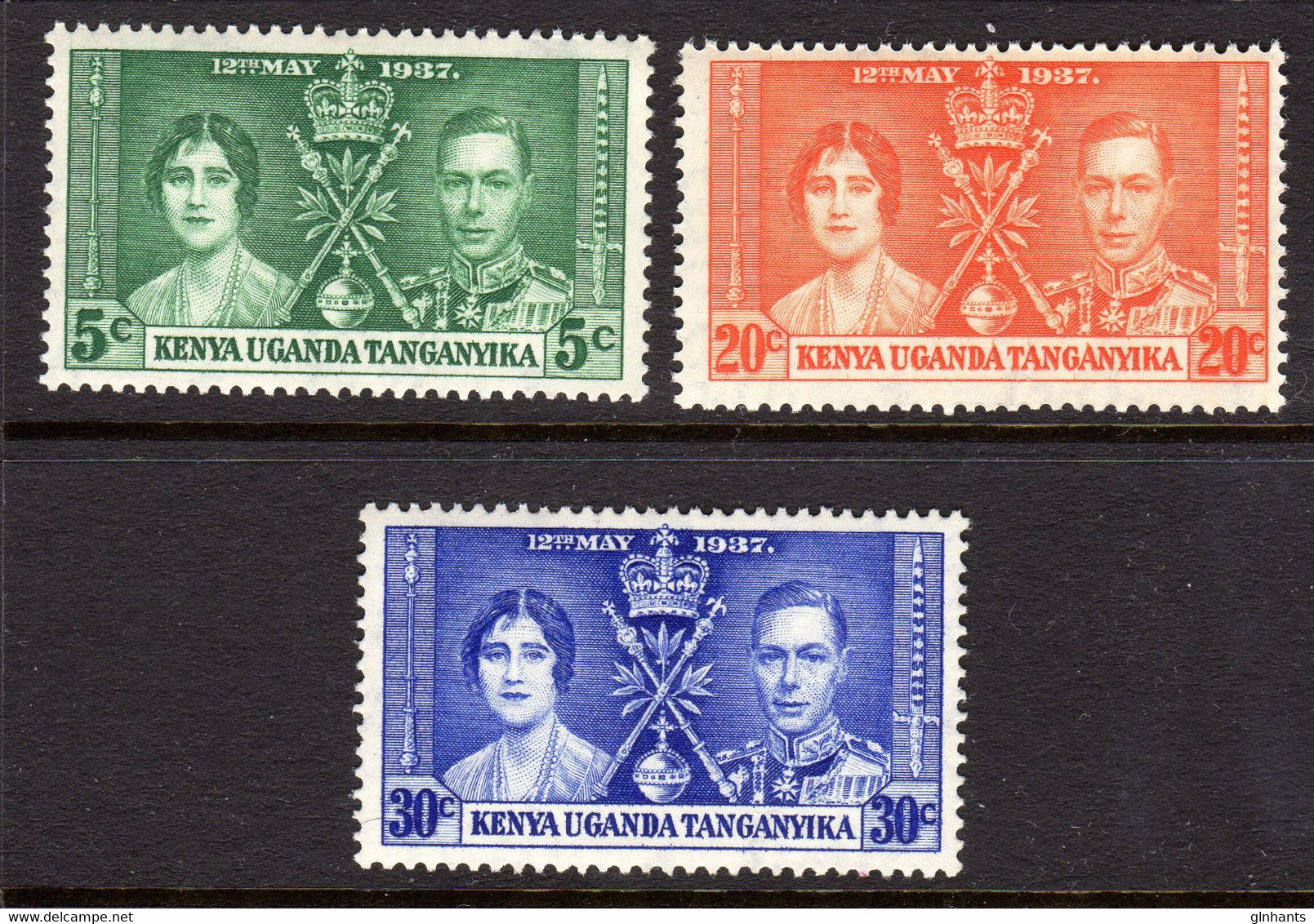 KENYA UGANDA TANGANYIKA KUT - 1937 CORONATION SET (3V) FINE MNH ** SG 128-130 - Kenya, Ouganda & Tanganyika