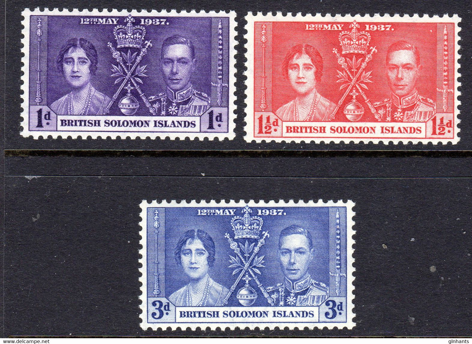 SOLOMON ISLANDS - 1937 CORONATION SET (3V) FINE MNH ** SG 57-59 - Iles Salomon (...-1978)