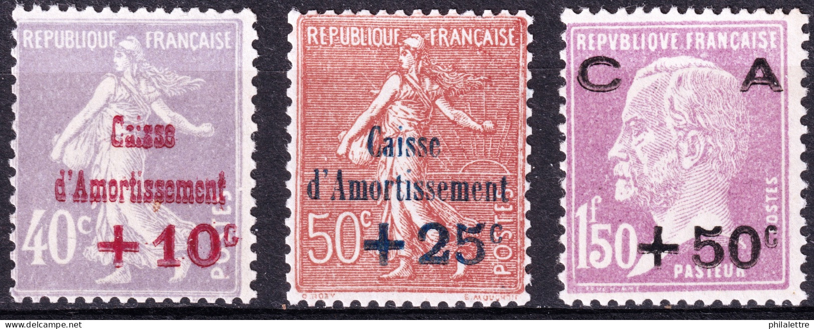 FRANCE - 1928 - Caisse D'Amortissement 2ème Série Yv.249/50 Neufs** Yv.251 Neuf* (infime Trace) TB (c.175€) - Unused Stamps