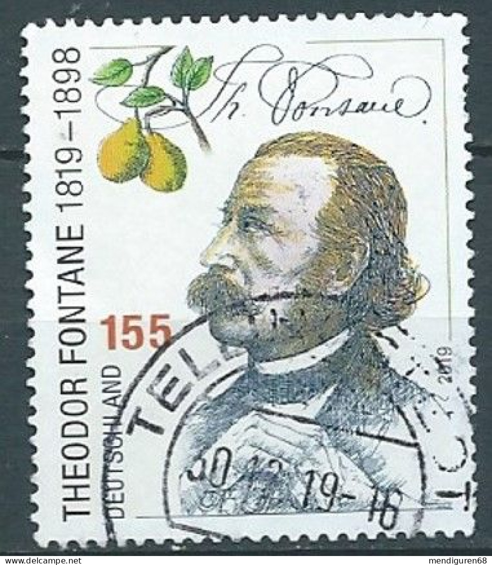 ALLEMAGNE ALEMANIA GERMANY DEUTSCHLAND BUND 2019 200. GEBURTSTAG THEODOR FONTANE USED MI 3508 YT 3286 SC 3139 - Used Stamps