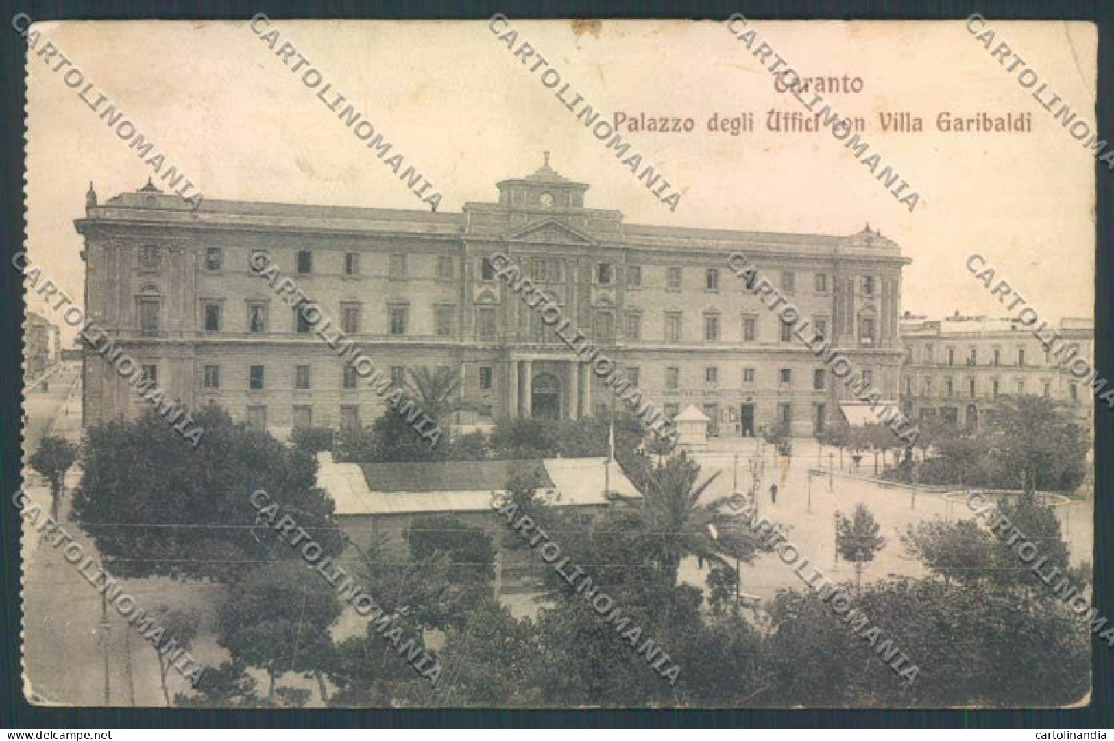 Taranto Città Palazzo Degli Uffici PIEGHINA Cartolina ZB6663 - Taranto