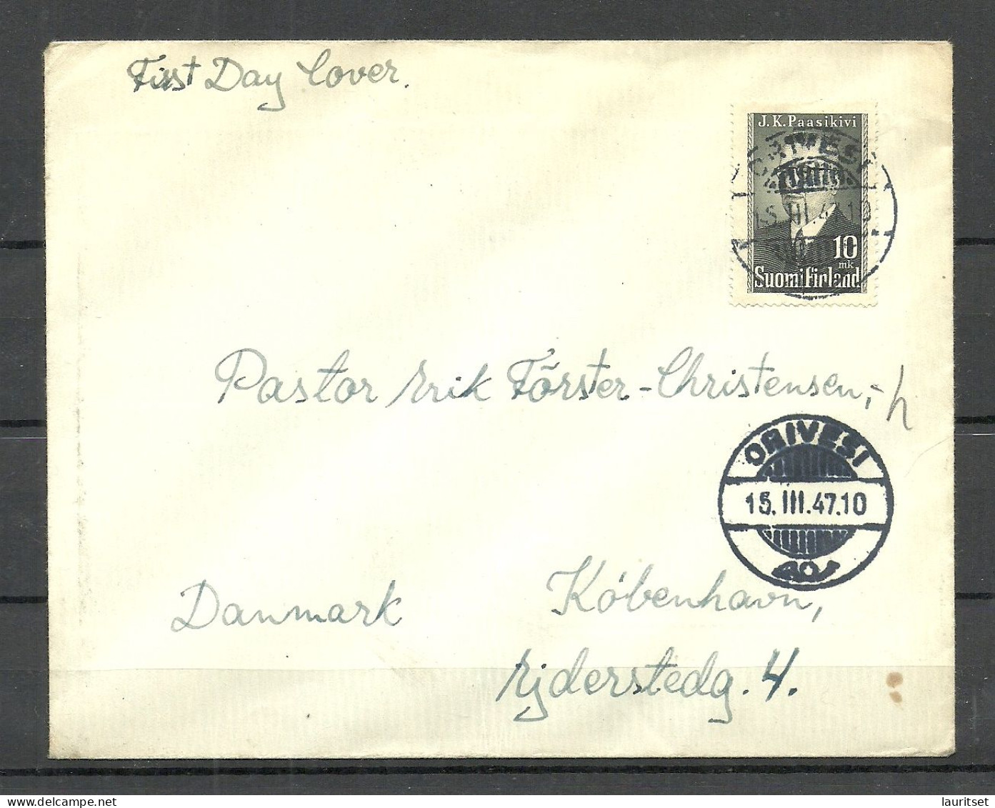 FINLAND FINNLAND 1947 O ORIVESI Michel 334 President Paasikivi FDC - FDC